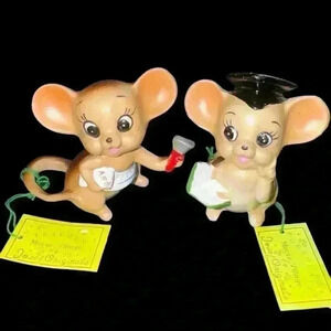 Vintage Josef Originals  Mouse Figurines Lot (2)‎ with Labels Made In Japan